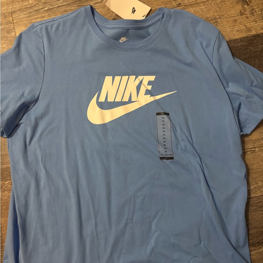 NWT Nike Women’s Light Blue Tee with White Logo